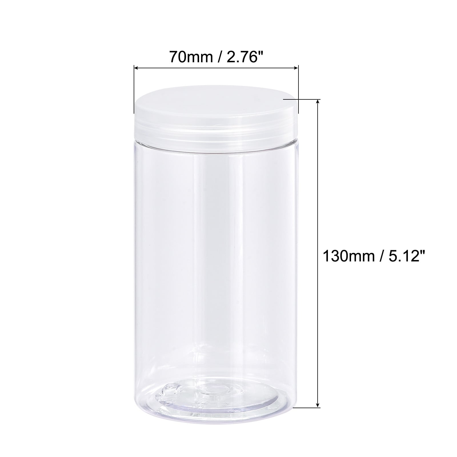 Round Plastic Jars with Transparent Screw Top Lid, 2Pcs - Clear