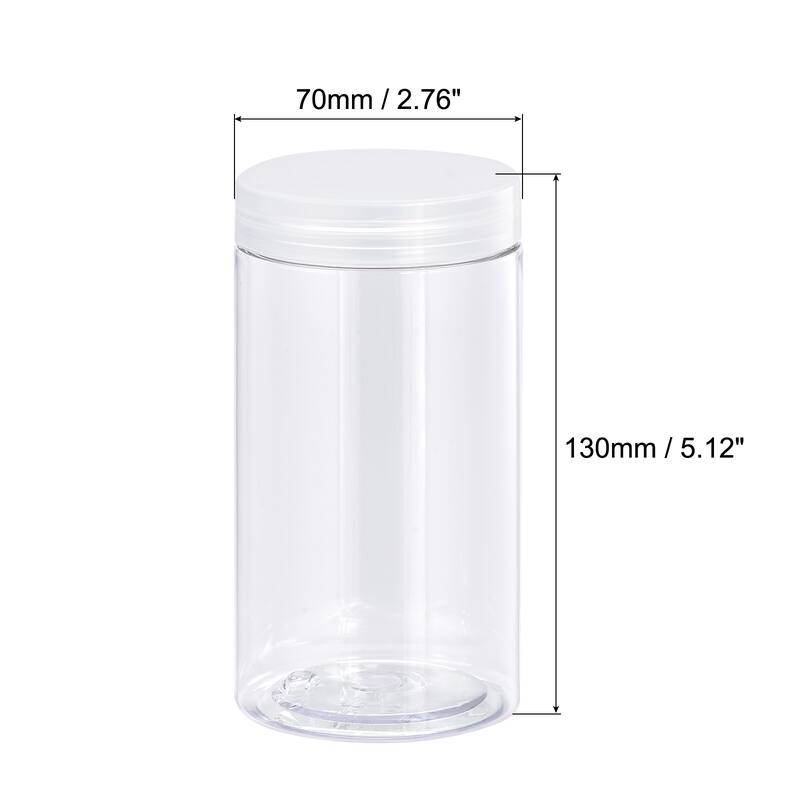 Round Plastic Jars with Transparent Screw Top Lid, 6Pcs