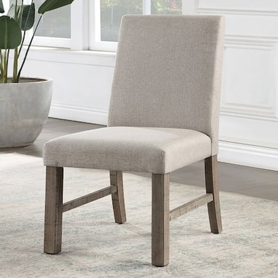 Rustic Gray Finish Dining Chairs Set of 2, Wood Accent Visitor Chair