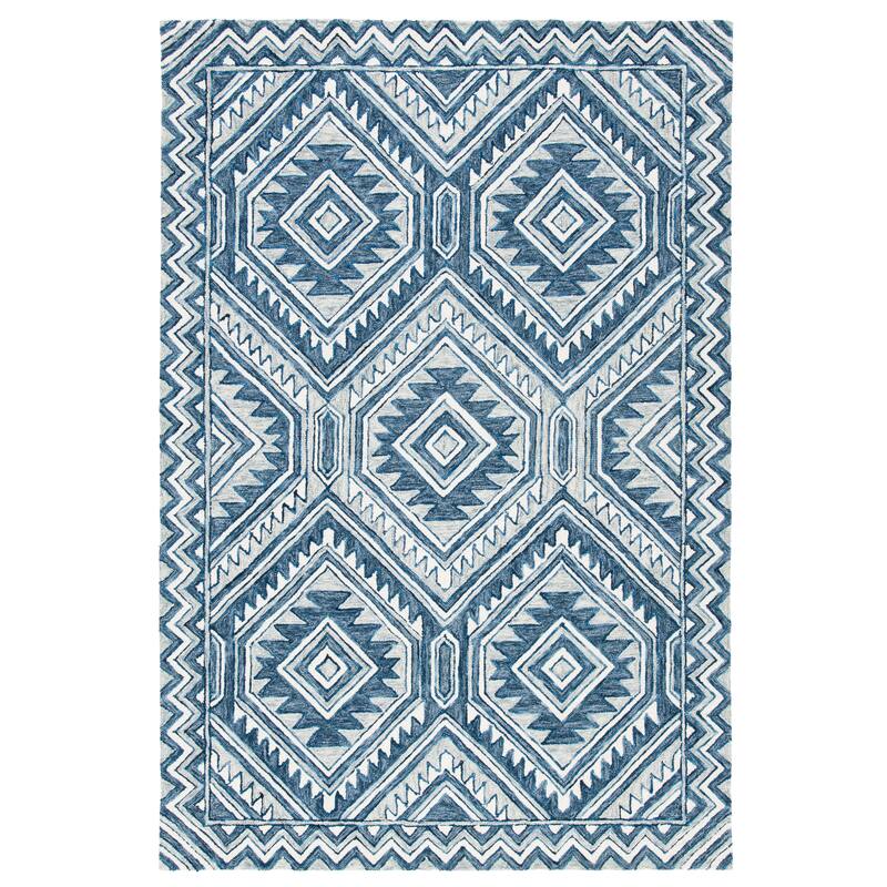 SAFAVIEH Handmade Metro Selima French Country Wool Rug - 6' Square - Blue/Ivory