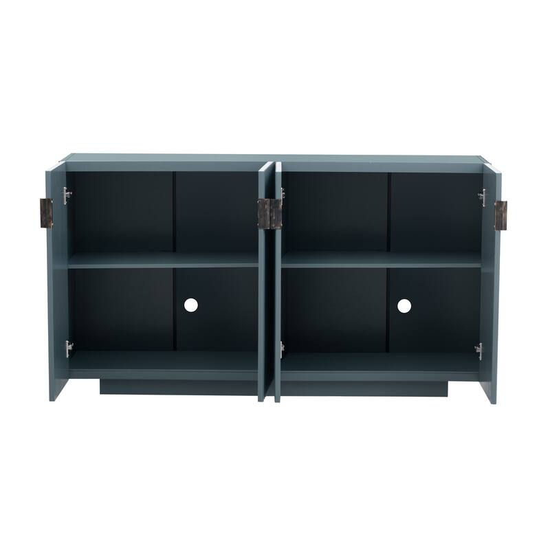 Elegant 4-Door Buffet Cabinet with Ample Storage Space and Wave Design for Home and Kitchen Use