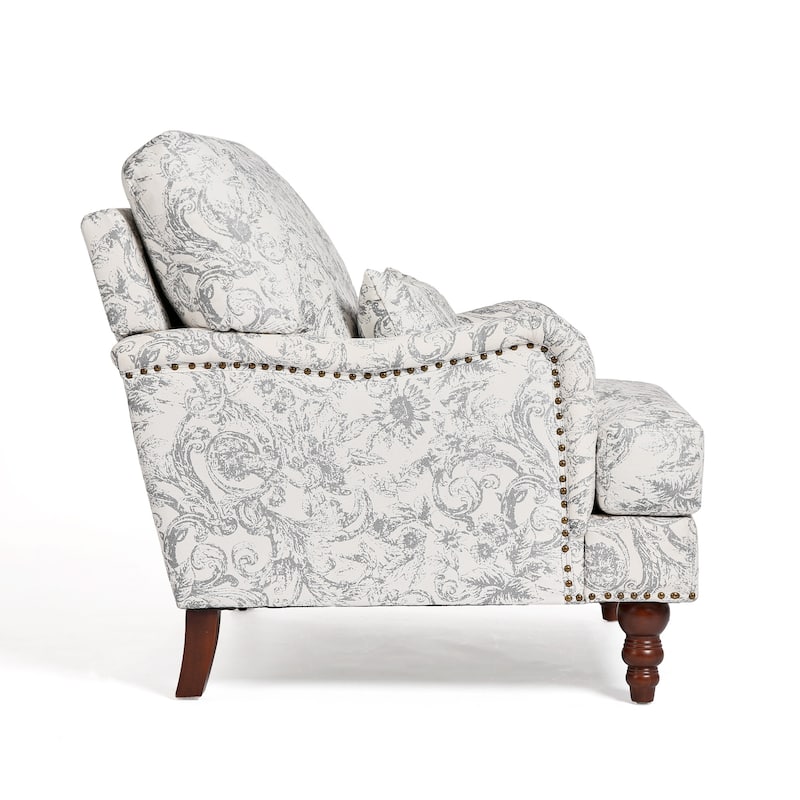 Set of 2 Mid Century Chenille Upholstered Accent Chairs