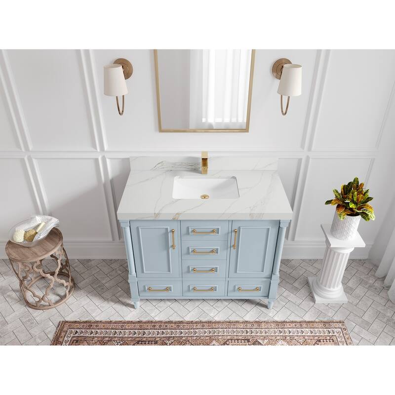 Willow Collections 42 in. W x 22 in. D Aberdeen Single Bowl Sink Bathroom Vanity in Pewter Green with Countertop