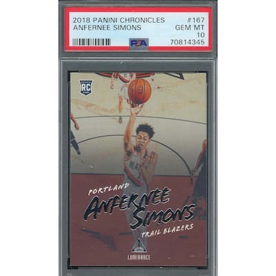 Anfernee Simons 2018 Panini Chronicles Rookie Card #167 Graded PSA 10 - 8'6" x 11'6"