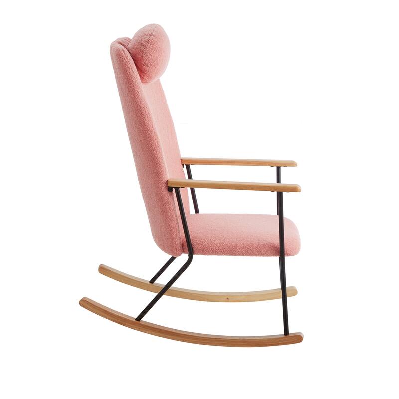 Accent Rocking Chair with Adjustable Headrest Pillow