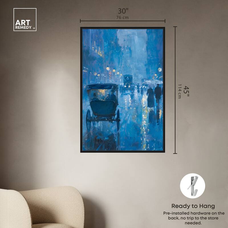 Art Remedy London Nights Framed Impressionism 1 Piece Canvas Wall Art /Monet And Van Gogh Inspired Art