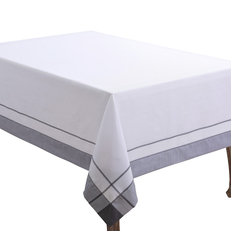 Classic Border Detail Tablecloth with Clean Tailored Edges, Soft Durable Fabric for Refined Everyday Dining - 54"x72" - Grey