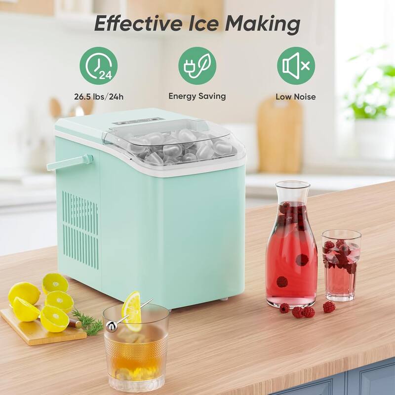 Countertop Ice Maker Machine Self-Cleaning Fast Making 9 Ice Cubes in 6 Minutes 2 Sizes Bullet Ice Portable Ice Machine