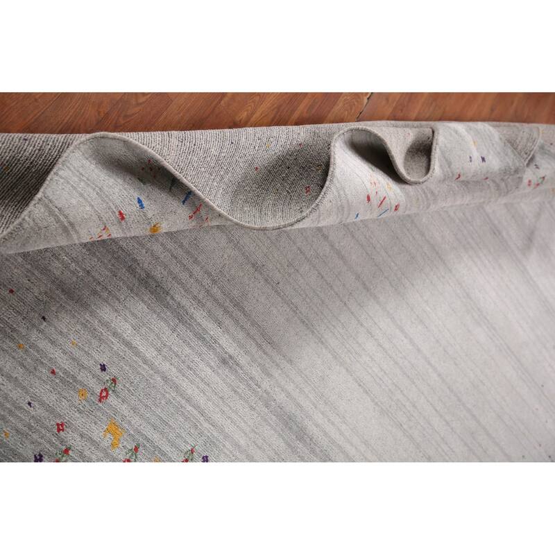 Gabbeh Oriental Square Area Rug Handmade Silk Carpet - 7'9" x 8'2"