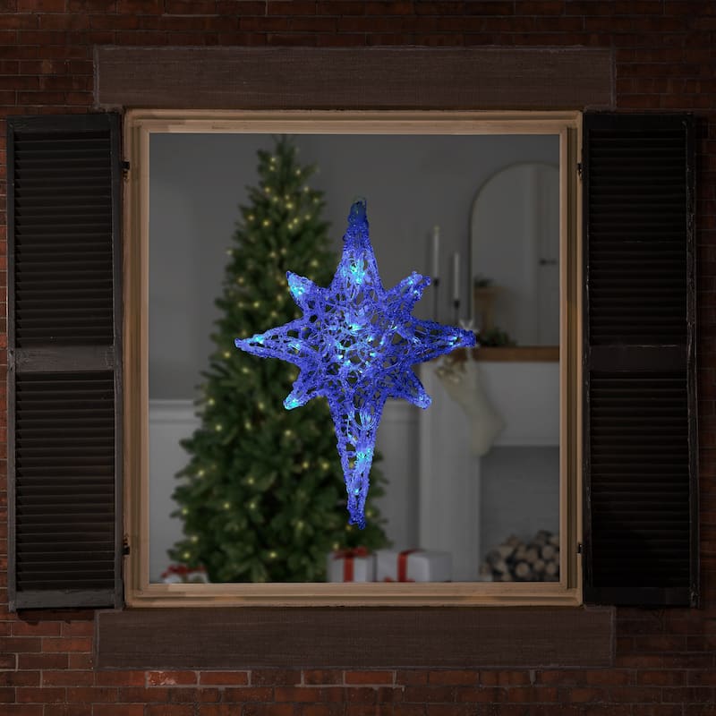 24" Color Changing Blue and White LED Bethlehem Star Hanging Christmas Decoration