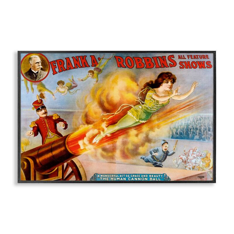 Stupell Vintage Circus Advertisement Framed Giclee Art Design By Marcus Jules - 30 x 20 - Black