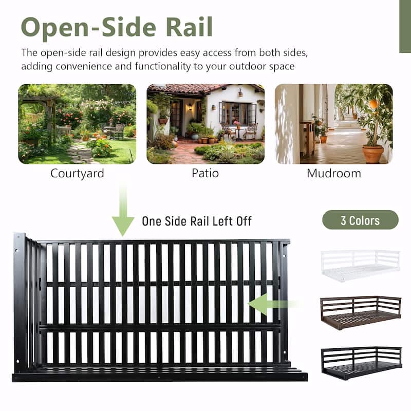 Country Patio Wooden Twin Size Swing Daybed Porch Swing Frame