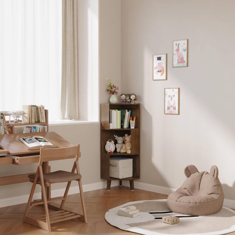 Kids Bookshelf, Premium Corner Bookshelf, Children Book Rack, Bookcase - 22" x 13.8" x 45.3"