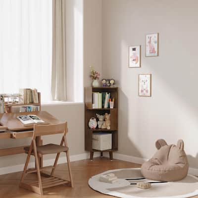 Kids Bookshelf, Premium Corner Bookshelf, Children Book Rack, Bookcase - 22" x 13.8" x 45.3"
