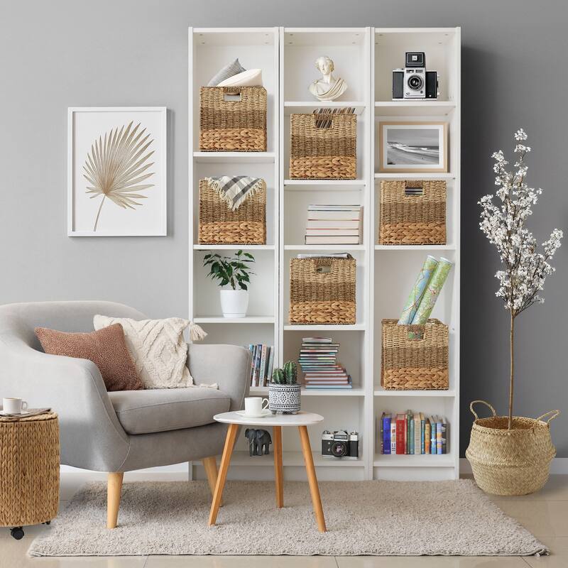 Mixed Weave Hyacinth Seagrass Storage Basket Set Natural Wicker