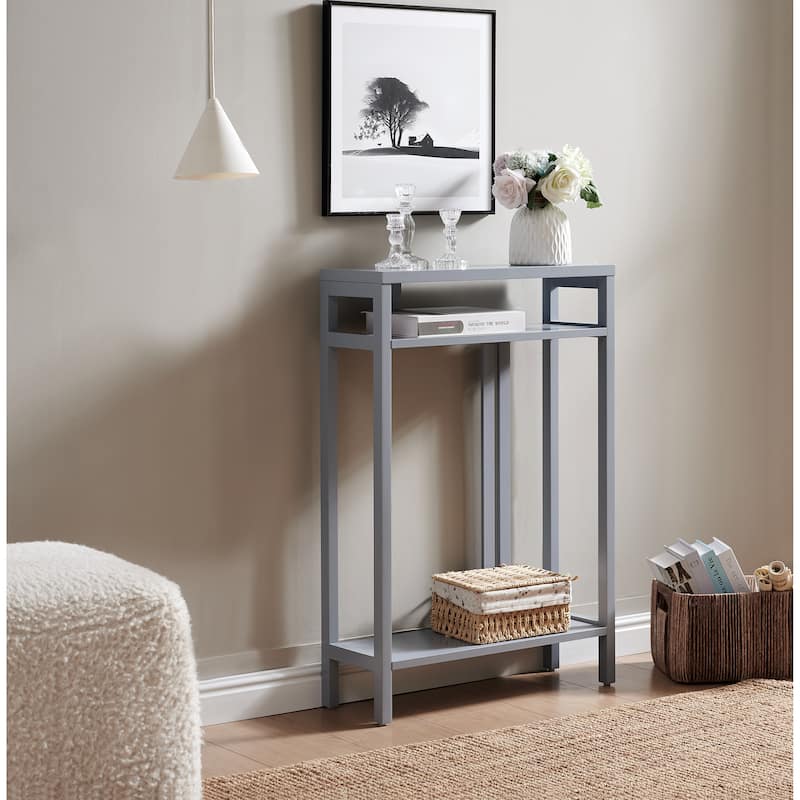Bisbee Wood 22-inch Console Table with Two Shelves - 22"L x 8"W x 32"H - Grey