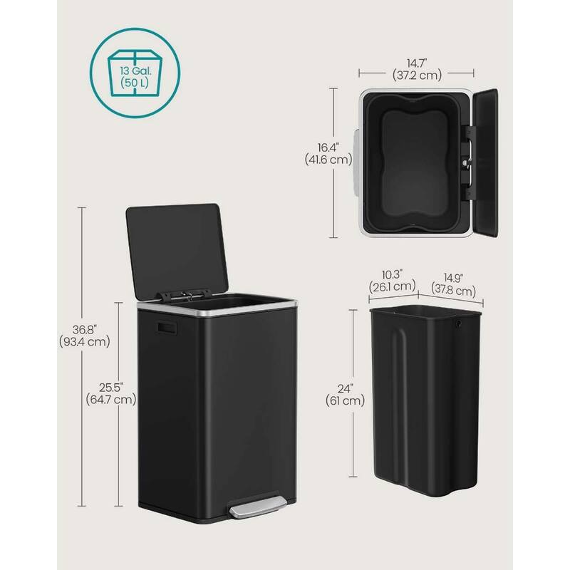 13-Gallon Trash Can with Soft-Close Lid