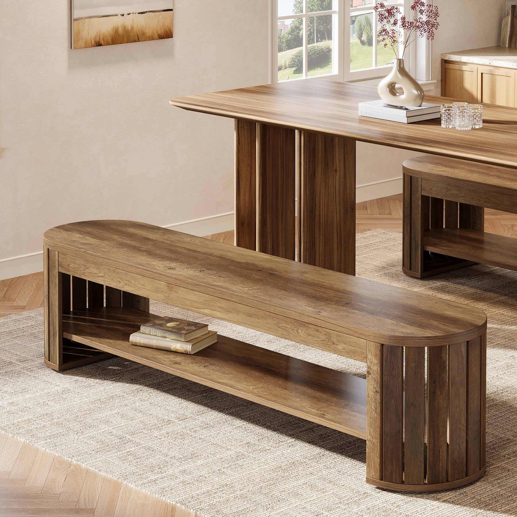 Wood Dining Bench, Entryway Kitchen Seat, Dining/Living Room Home Office Accent Bench