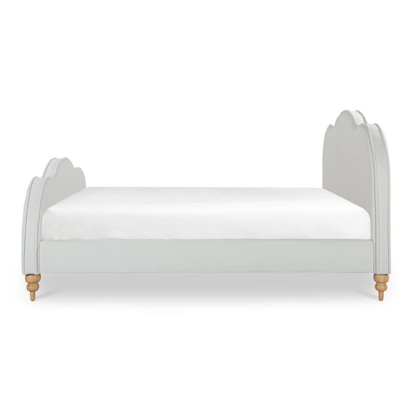 NADAAL STUDIOS Elenara Cream Upholstered King Bed with Waved Headboard and Stacked Legs