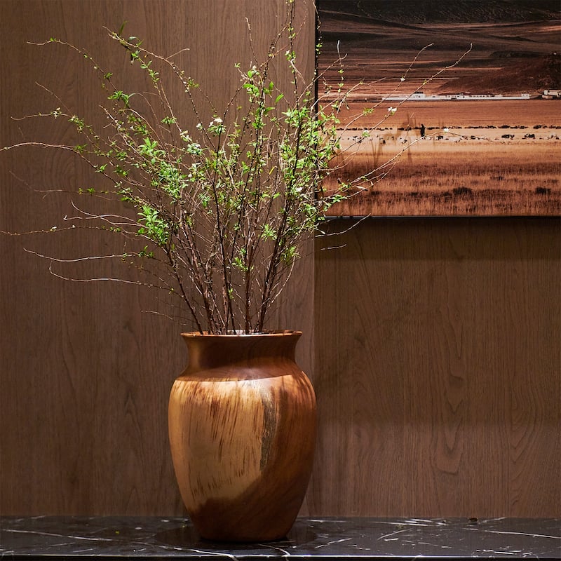 Natural Grain Suar Wood Decorative Vase