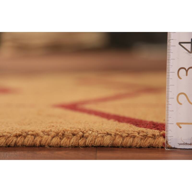 Hand Knotted Oriental 100% Wool Carpet Modern Geometric Oranges & Rust Moroccan Runner Rug - 9' 10'' X 2' 9''