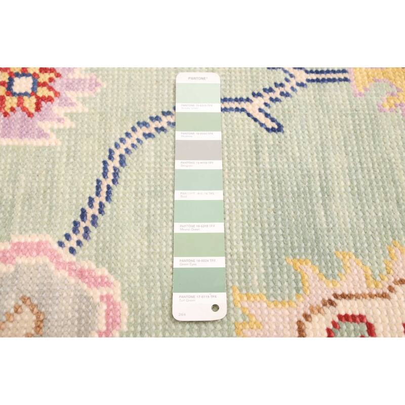 ECARPETGALLERY Hand-knotted Modern Oushak Light Green Wool Rug - 7'11 x 10'1