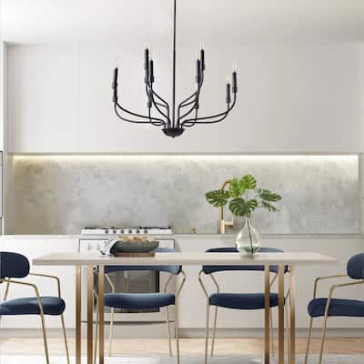 Classic Industrial Black 12-Light Candle Style Chandelier