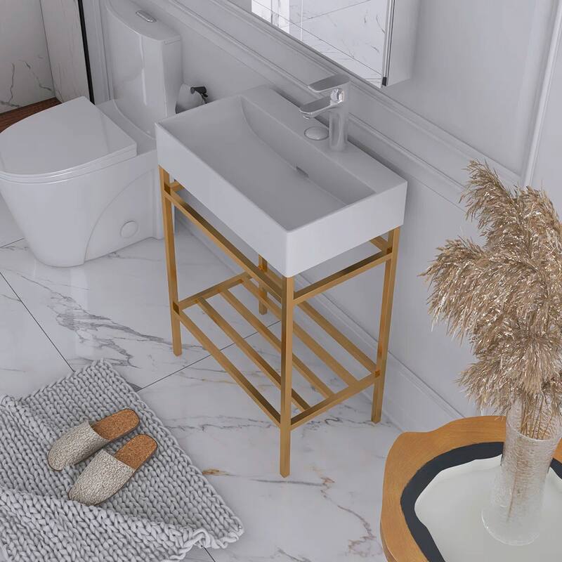 24" Freestanding Bathroom Vanity with Ceramic Sink - 23.62'' x13.98'' x 33.46''