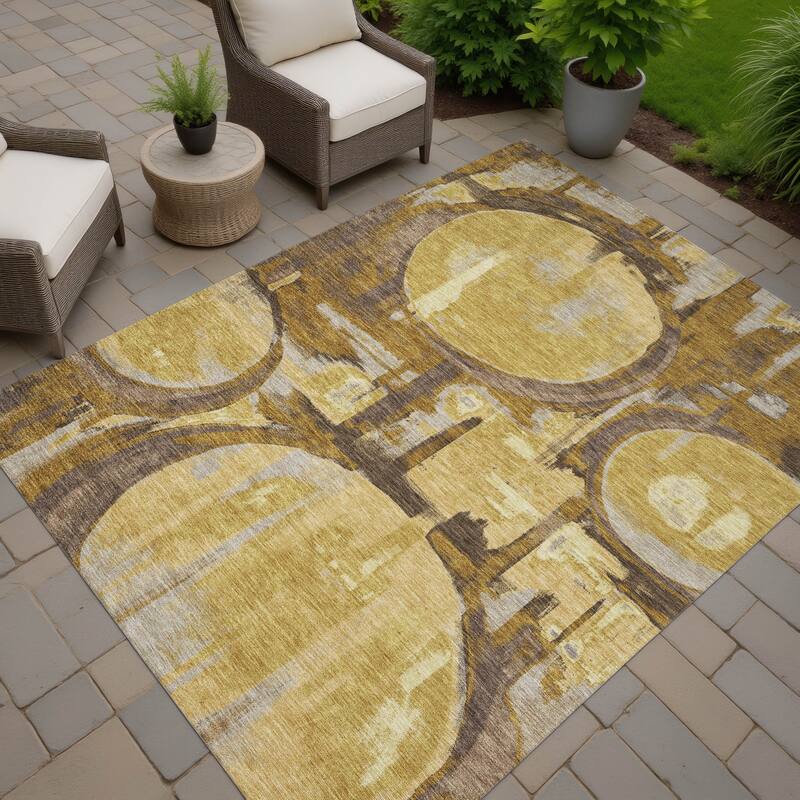 Machine Washable Indoor/ Outdoor Modern Erie Chantille Rug