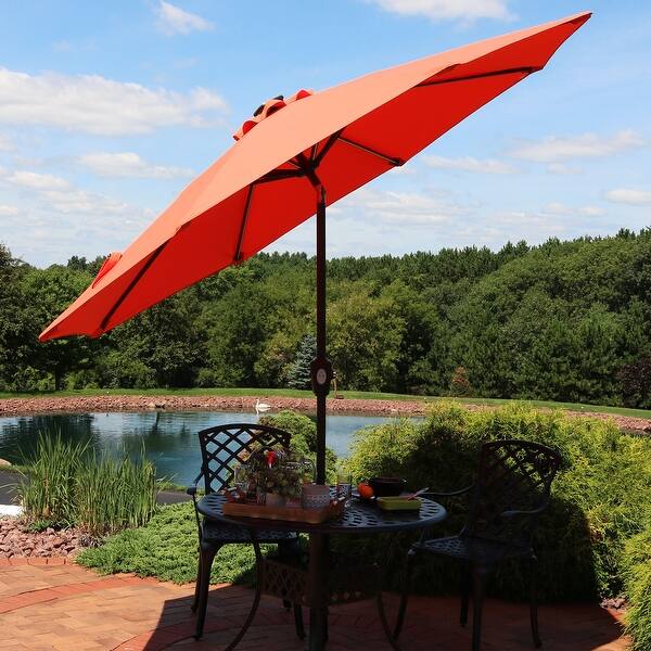 Shop Black Friday Deals On Sunnydaze 9 Fade Resistant Patio Umbrella Solar Led Lights Burnt Orange 9 Ft Overstock 28728035