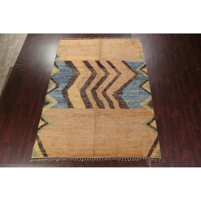 Geometric Tribal Moroccan Area Rug Wool Hand-knotted Oriental Carpet - 9'1" x 12'10"
