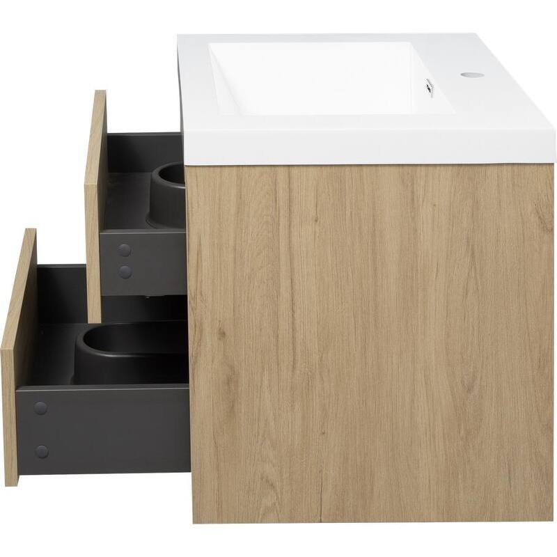 Abruzzo 24" Wall-Mount Bathroom Vanity with Stone Resin Top and Dual Soft-Close Drawers