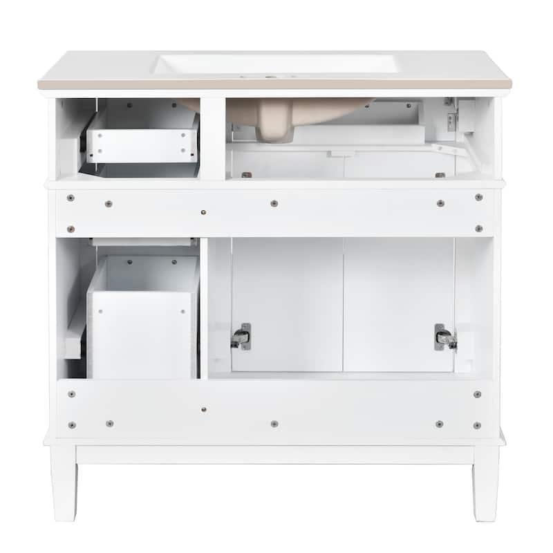 Bathroom Vanity with Sink Combo, Bathroom Cabinet with 2 Soft Close Doors and 4 Drawers, Vanity Set with Tip-Out Drawer