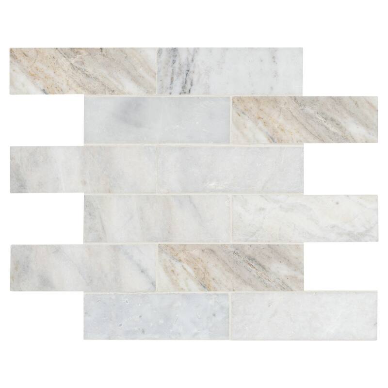 Ackland AKM-S-2X6SWH-CA 12" x 12" Marble Rectangle Floor and Wall Tile