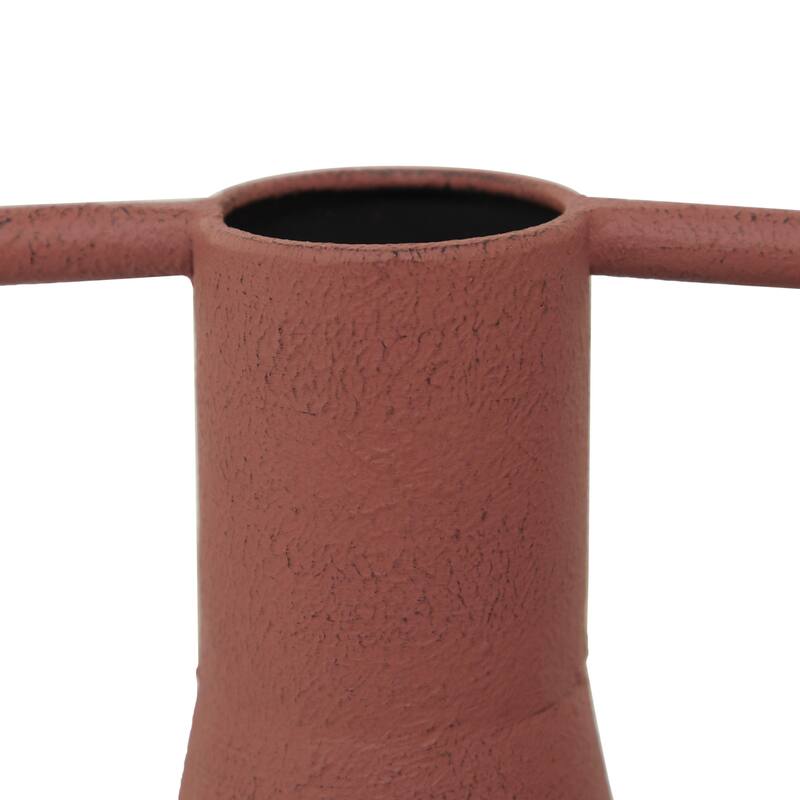 Orange Metal Decorative Vase with Handles (Set of 2)