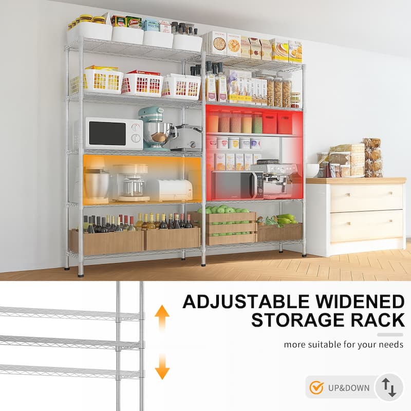 58''W Adjustable Storage Shelves 1200LBS NSF Wire Shelving Unit 4 Tier Metal Shelving for Storage Rack Shelves for Storage H