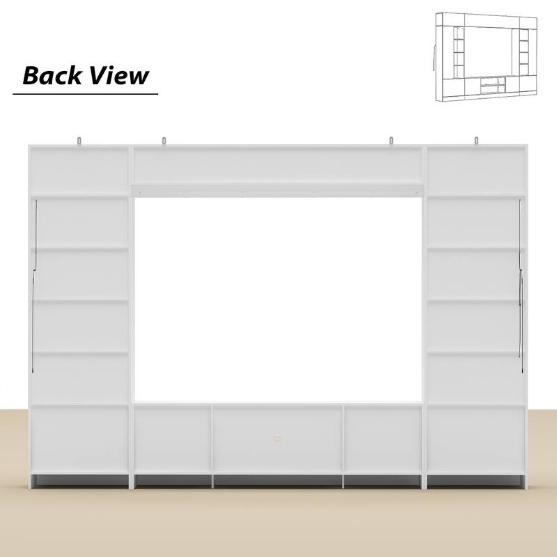 Wall Unit TV Stand with Bookshelves for TVs up to 70", Modern Console