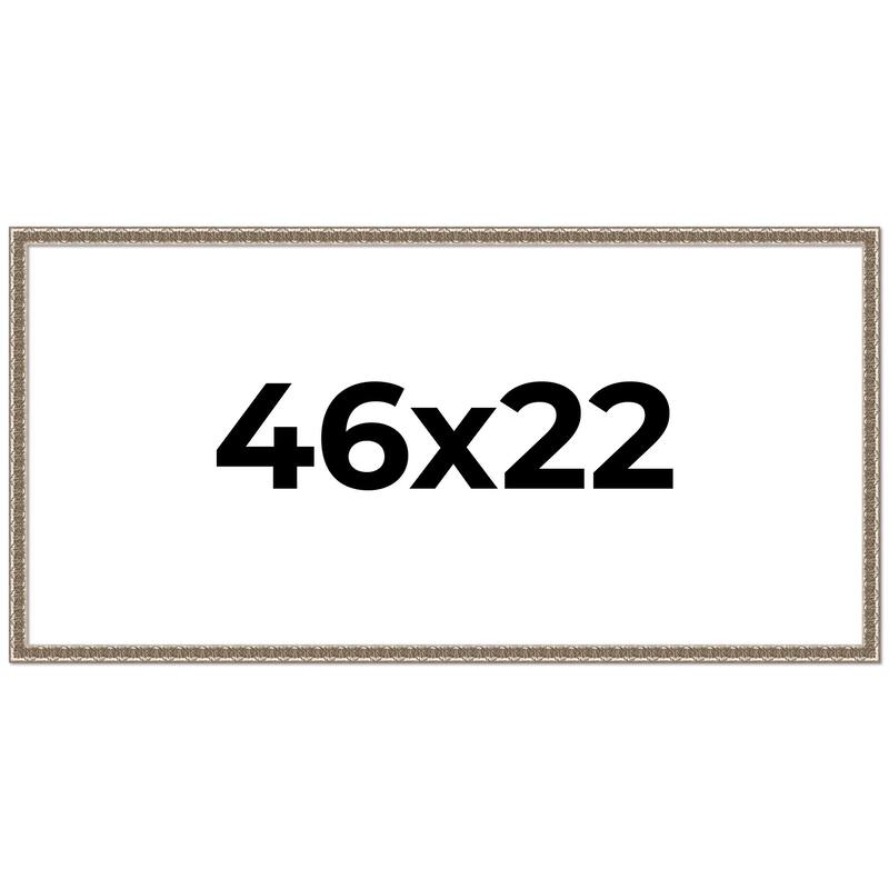 46x22 Frame Silver Versailles Ornate Solid Wood Picture Frame | 1 Inch