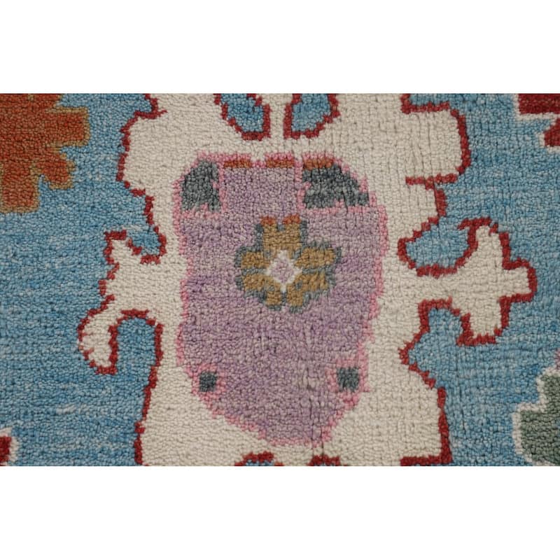 Light Blue & Pink Oushak Oriental Area Rug Handmade Wool Carpet - 8'11"x 11'10"