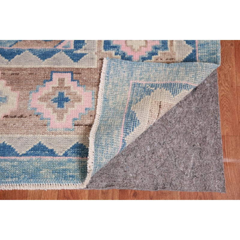 Hand Knotted Oriental 100% Wool Carpet Transitional Geometric Navy Blue & Blues Oushak Area Rug - 12' 1'' X 9' 5''
