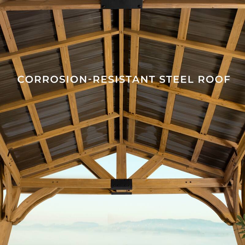Backyard Discovery Arlington 12x10' Cedar Wood Gazebo with Steel Roof