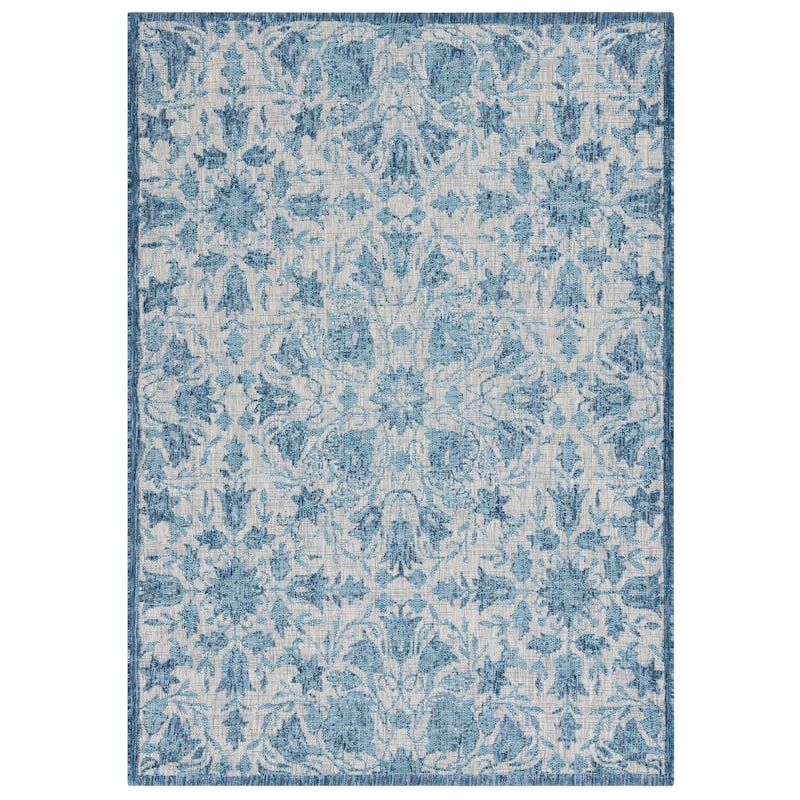 SAFAVIEH Courtyard Ossie Indoor/Outdoor Rug - 5'3" x 7'7" - Grey/Navy