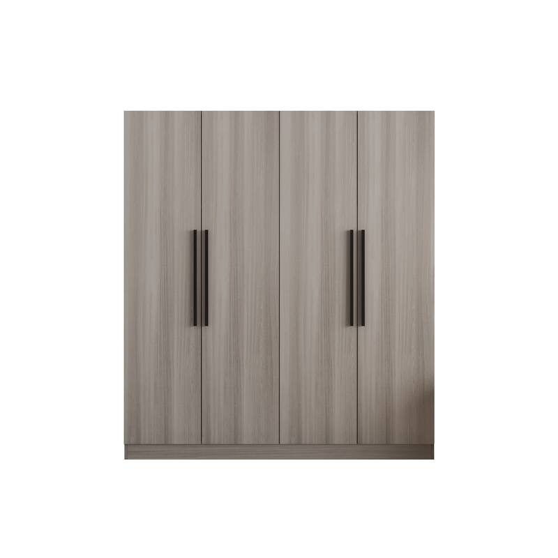 70.9"H x 63"W Kerrogee Wardrobe Airmories 4 Doors Hanging Rod White