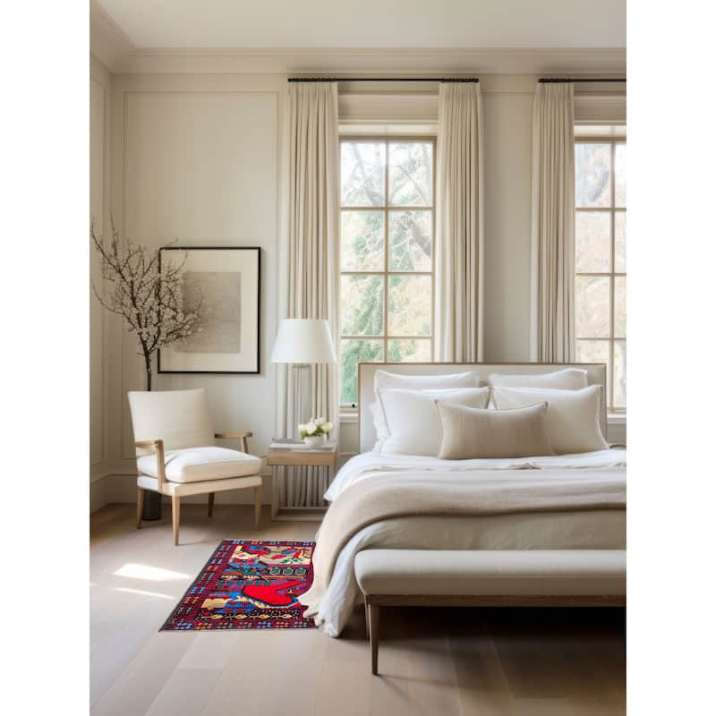 ECARPETGALLERY Hand-knotted Teimani Dark Navy Wool Rug - 2'10 x 4'5