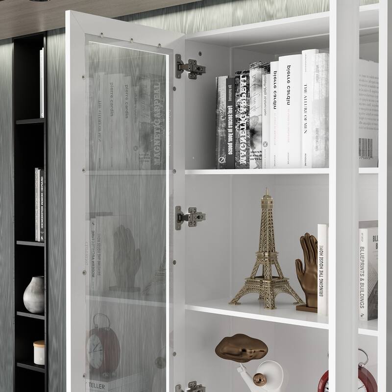 Office Cabinet Display Case w/Reinforced Glass and Adjustable Lighting - 63"Wx78.7”
