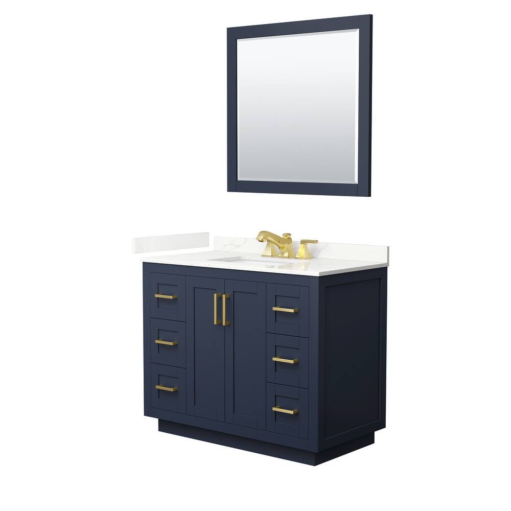 Miranda 42-inch Single Vanity, Quartz Top, 34-inch Mirror