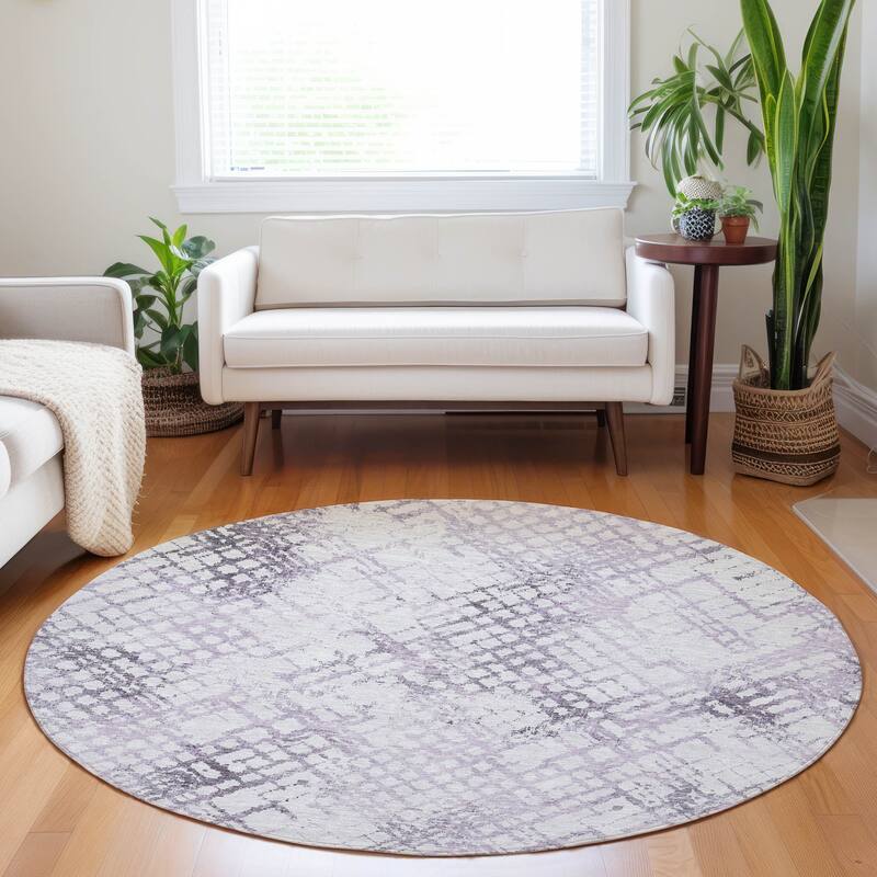Machine Washable Indoor/ Outdoor Chantille Distressed Trellis Rug
