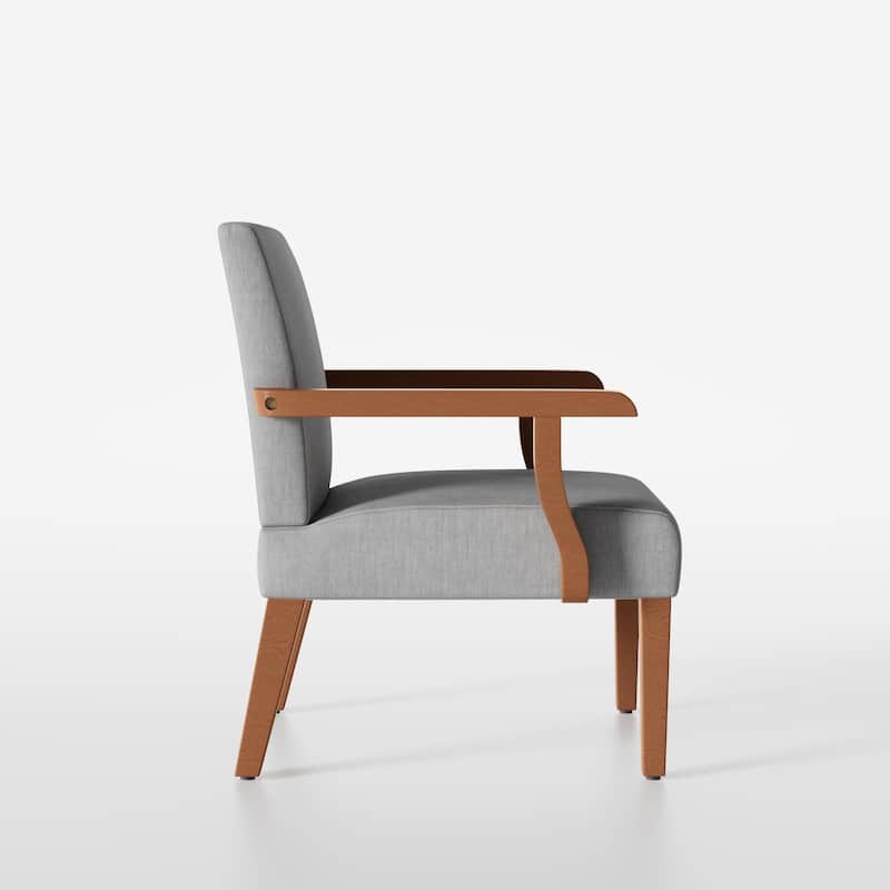 Light Gray 18.7" Arm Chairs with Round Wood Table (Set of 2)