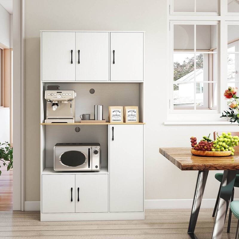 Costway 71" Tall Kitchen Pantry Cabinet with Charging Station - See Details