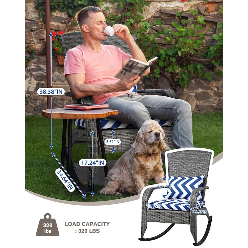 Outdoor Wicker Rocking Chair, Rattan Recliner
